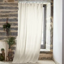 Rideau gaze de coton ajustable (180 x max 300 cm) Gaïa Beige pampa