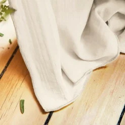 Rideau gaze de coton ajustable (280 x max 300 cm) Gaïa Beige pampa