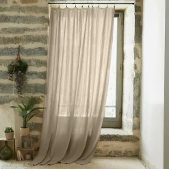 Rideau gaze de coton ajustable (180 x max 300 cm) Gaïa Ficelle