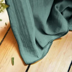 Rideau gaze de coton ajustable (140 x max 300 cm) Gaïa Bleu canard