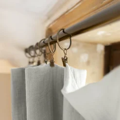 Rideau gaze de coton ajustable (280 x max 300 cm) Gaïa Gris nuage