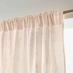 Rideau gaze de coton galon fronceur (180 x 240 cm) Gaïa Rose poudré