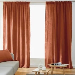Rideau gaze de coton galon fronceur (180 x 240 cm) Gaïa Terracotta