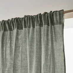 Rideau gaze de coton galon fronceur (180 x 240 cm) Gaïa Vert romarin