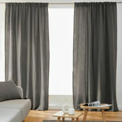 Rideau gaze de coton galon fronceur (180 x 240 cm) Gaïa Gris granit