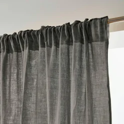 Rideau gaze de coton galon fronceur (180 x 240 cm) Gaïa Gris granit