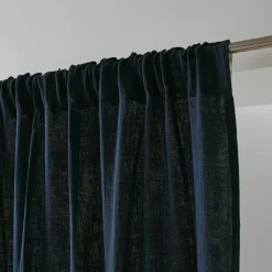 Rideau gaze de coton galon fronceur (140 x 240 cm) Gaïa Bleu nuit