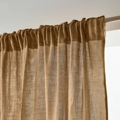 Rideau gaze de coton galon fronceur (140 x 240 cm) Gaïa Camel
