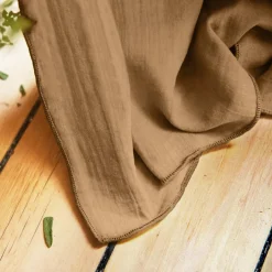 Rideau gaze de coton galon fronceur (140 x 240 cm) Gaïa Camel