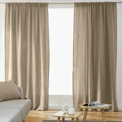 Rideau gaze de coton galon fronceur (180 x 240 cm) Gaïa Ficelle