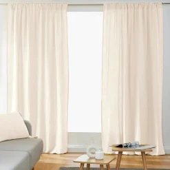 Rideau gaze de coton galon fronceur (140 x 240 cm) Gaïa Beige pampa