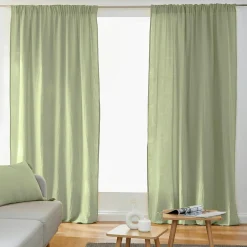 Rideau gaze de coton galon fronceur (180 x 240 cm) Gaïa Vert tilleul