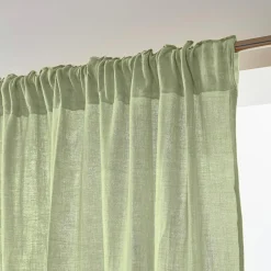 Rideau gaze de coton galon fronceur (180 x 240 cm) Gaïa Vert tilleul