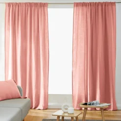 Rideau gaze de coton galon fronceur (180 x 240 cm) Gaïa Rose pêche