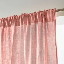 Rideau gaze de coton galon fronceur (180 x 240 cm) Gaïa Rose pêche