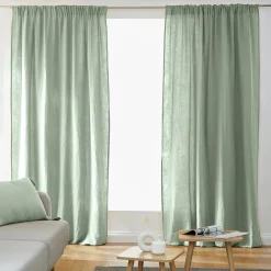 Rideau gaze de coton galon fronceur (140 x 240 cm) Gaïa Vert eucalyptus