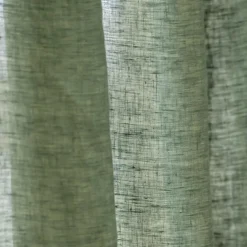 Rideau lin lavé ajustable (140 x max 270 cm) Louise Vert romarin