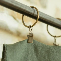 Rideau lin lavé ajustable (140 x max 270 cm) Louise Vert romarin