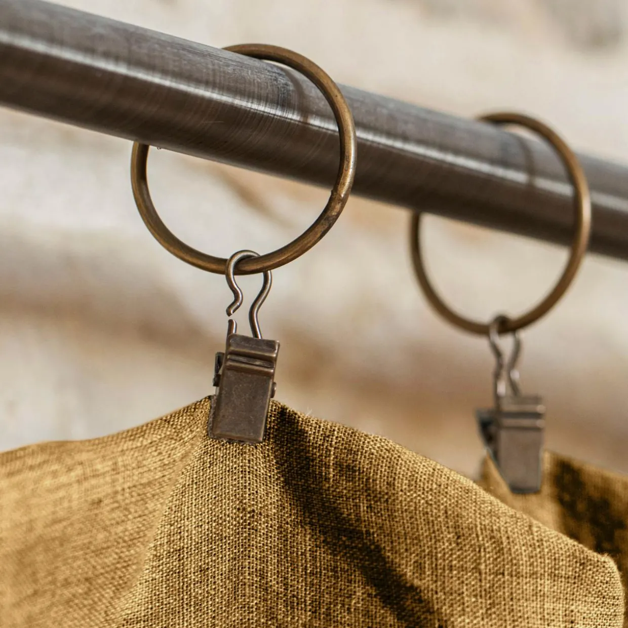 Rideau lin lavé ajustable (140 x max 270 cm) Louise Caramel