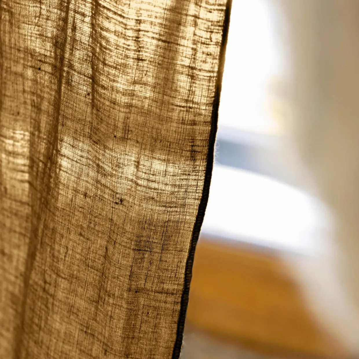 Rideau lin lavé ajustable (140 x max 270 cm) Louise Caramel