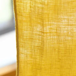 Rideau lin lavé ajustable (140 x max 270 cm) Louise Jaune moutarde