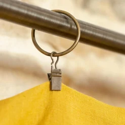 Rideau lin lavé ajustable (140 x max 270 cm) Louise Jaune moutarde