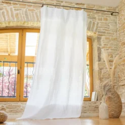Rideau lin lavé ajustable (140 x max 270 cm) Louise Blanc