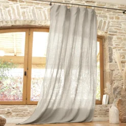 Rideau lin lavé ajustable (140 x max 270 cm) Louise Beige