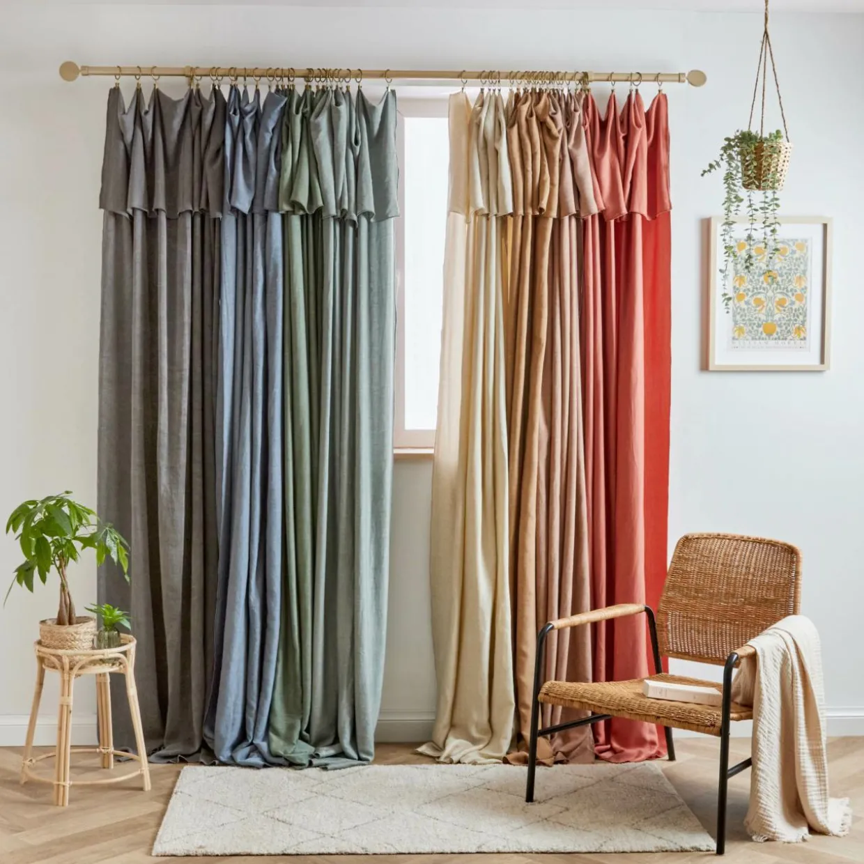 Rideau lyocell Tencel™ ajustable (140 x max 270 cm) Olivia Gris granit