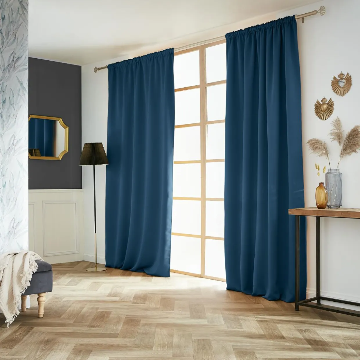 Rideau obscurcissant galon fronceur (140 x 260 cm) Dark Bleu pétrole