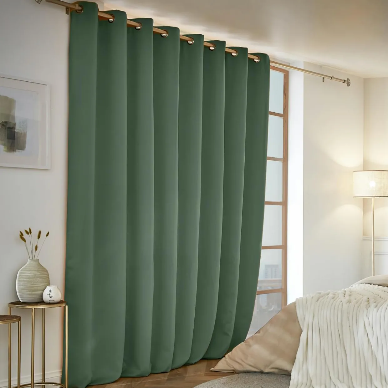 Rideau obscurcissant thermique (280 x 260 cm) Calore Vert romarin