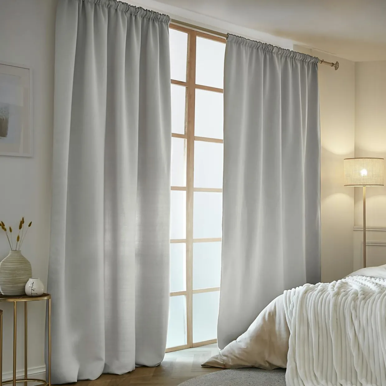 Rideau obscurcissant thermique galon fronceur (140 x 240 cm) Calore Gris clair