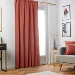 Rideau obscurcissant thermique galon fronceur (140 x 240 cm) Minuit Terracotta