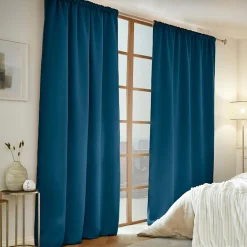 Rideau obscurcissant thermique galon fronceur (140 x 240 cm) Calore Bleu pétrole