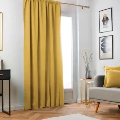 Rideau obscurcissant thermique galon fronceur (140 x 240 cm) Minuit Jaune ocre