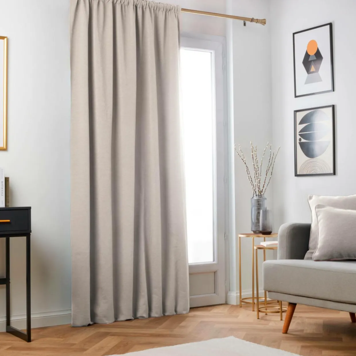 Rideau obscurcissant thermique galon fronceur (140 x 240 cm) Minuit Taupe