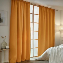 Rideau obscurcissant thermique galon fronceur (140 x 240 cm) Calore Jaune moutarde