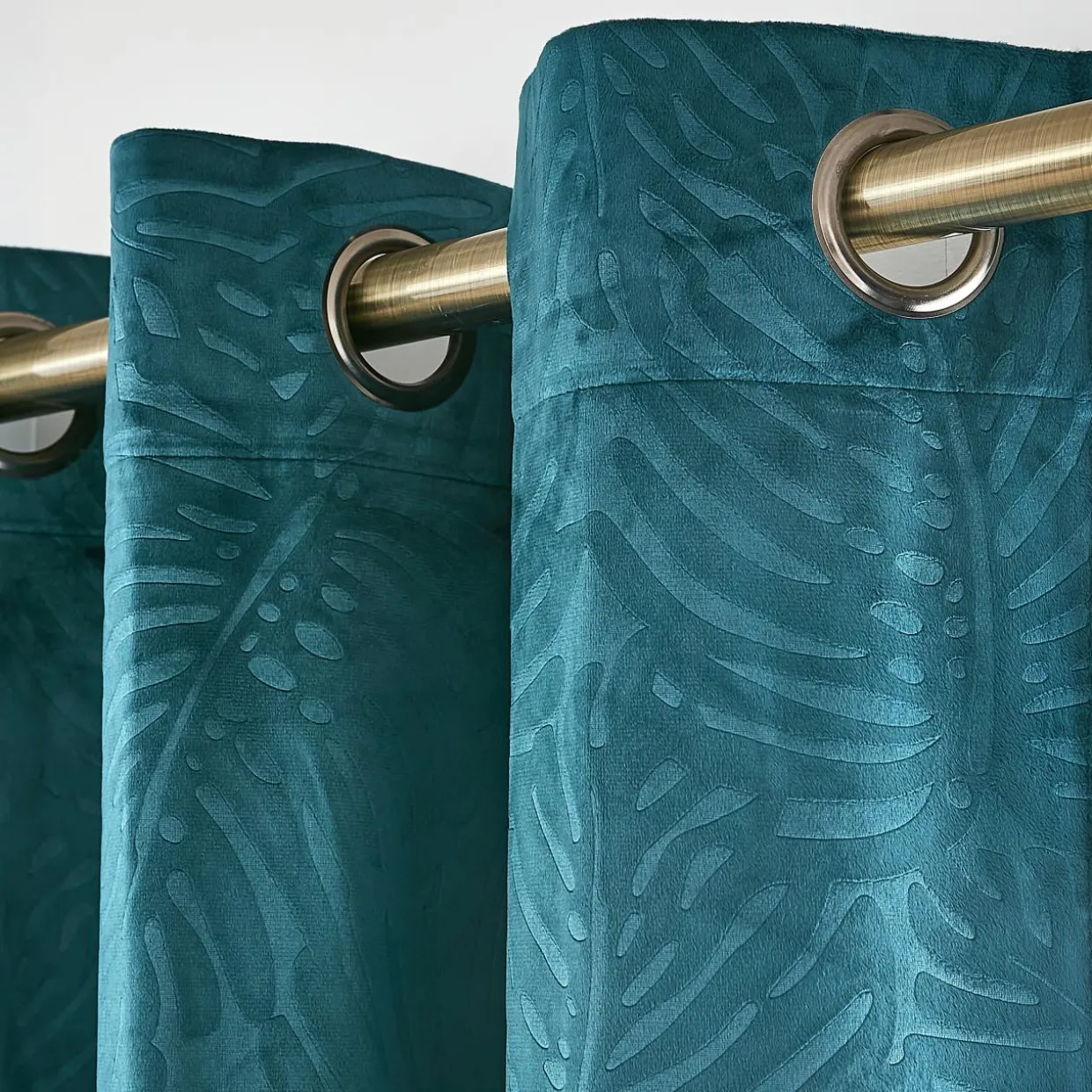 Rideau obscurcissant velours (180 x 260 cm) Fern Bleu pétrole