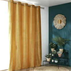 Rideau obscurcissant velours (180 x 260 cm) Fern Jaune ocre