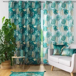 Rideau oeillets (140 x 260 cm) Ornella Vert émeraude