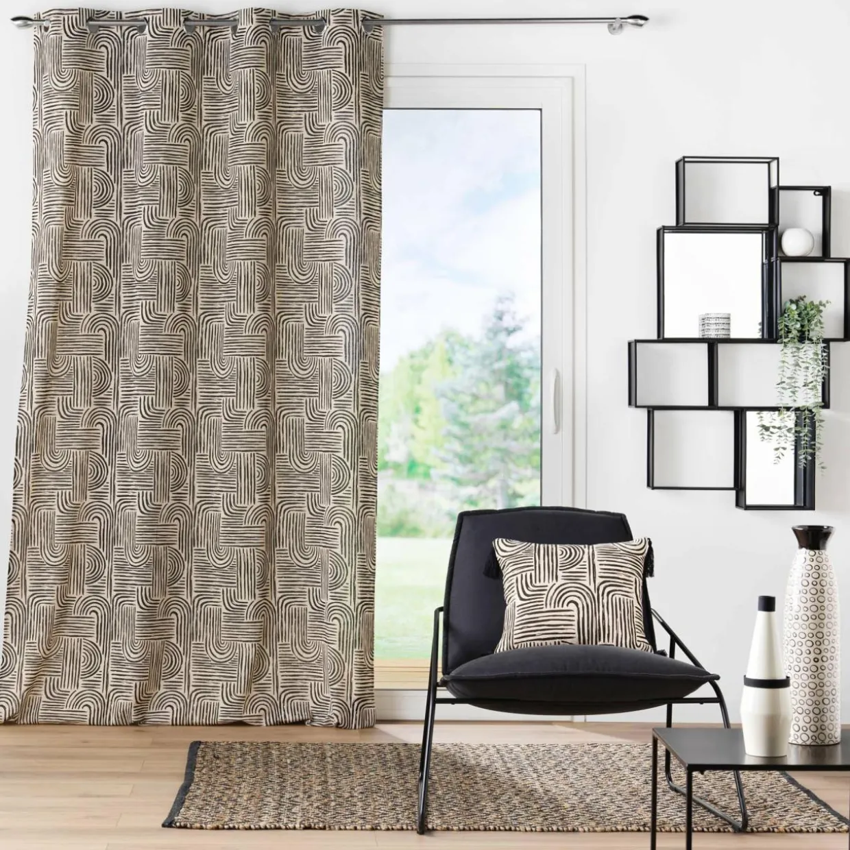 Rideau oeillets (140 x 240 cm) Pandore Noir