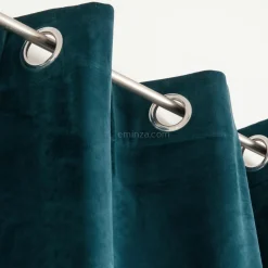 Rideau oeillets (140 X 260 cm) Velours Bleu pétrole