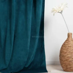Rideau oeillets (140 X 260 cm) Velours Bleu pétrole