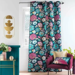 Rideau oeillets (140 x 260 cm) Winteria Bleu canard