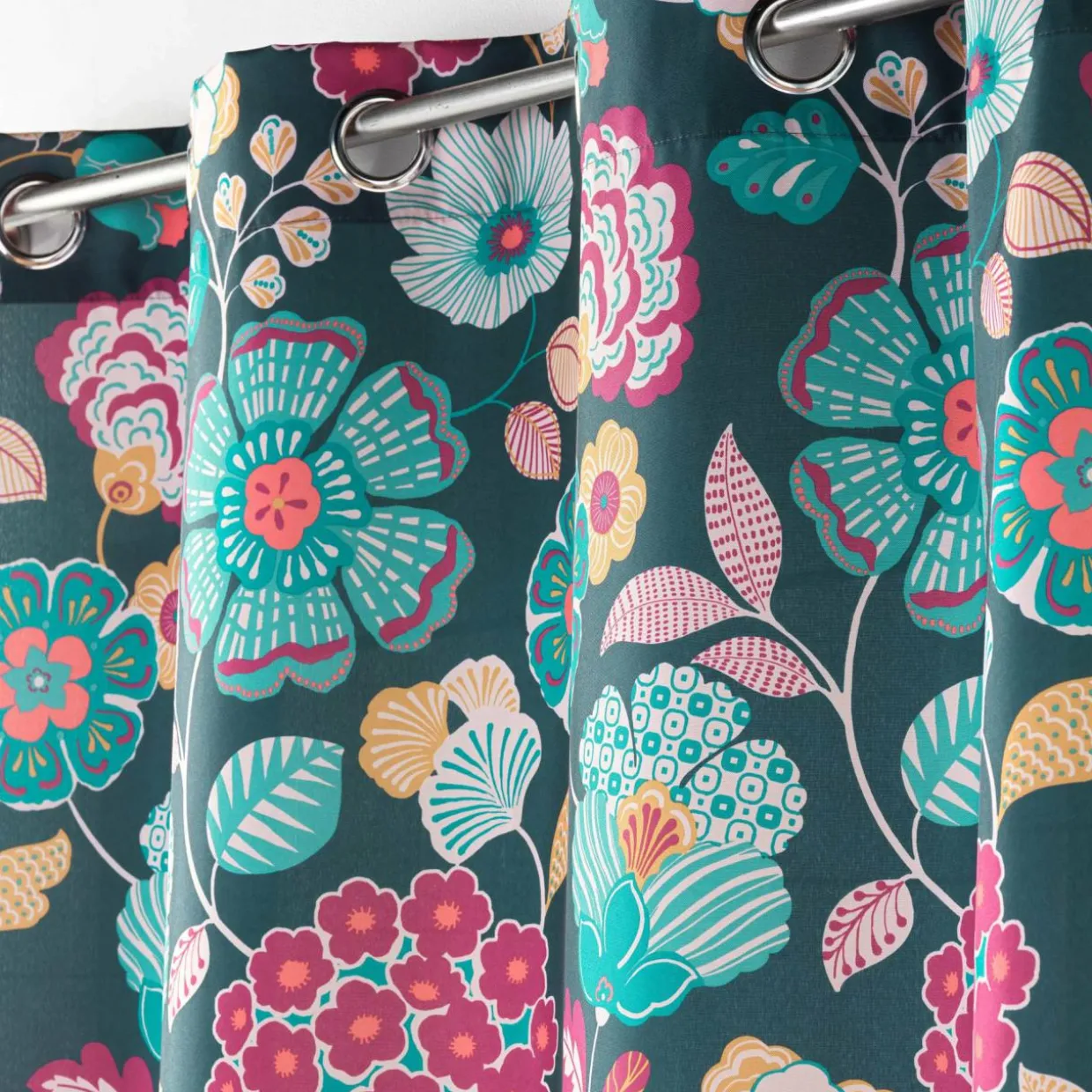 Rideau oeillets (140 x 260 cm) Winteria Bleu canard