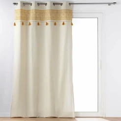 Rideau oeillets pompons (140 x 240 cm) Isalina Jaune