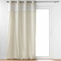 Rideau oeillets pompons (140 x 240 cm) Isalina Blanc