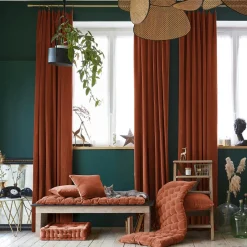 Rideau velours de coton ajustable (140 x max 270 cm) Victor Terracotta
