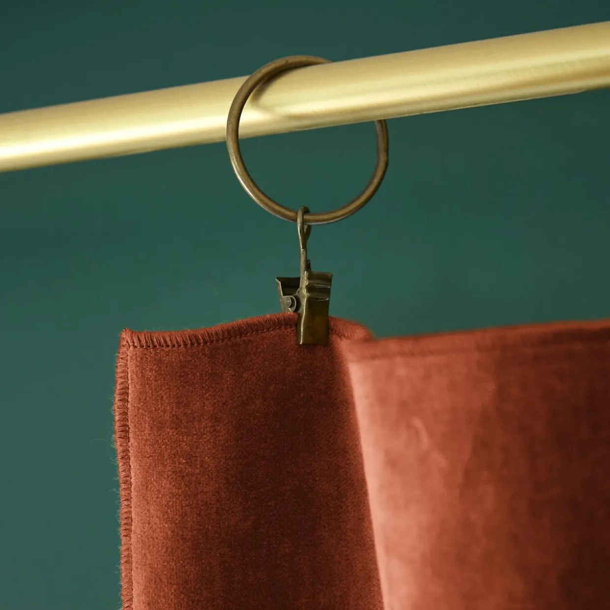 Rideau velours de coton ajustable (140 x max 270 cm) Victor Terracotta