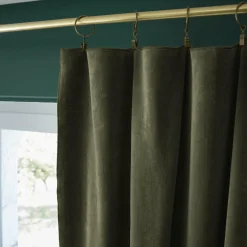 Rideau velours de coton ajustable (140 x max 270 cm) Victor Vert thym